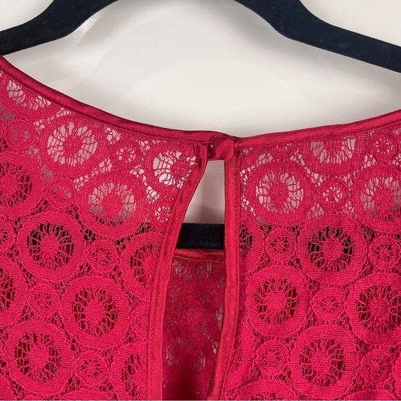 Laundry by Shelli Segal Red Half Sleeve Lace Mini Shift Dress Size 4 - Picture 6 of 12